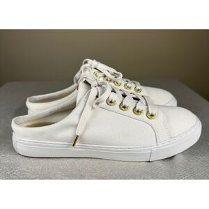 Lilly Pulitzer Abigail Resort White Canvas Mule Sneakers Gold Size 9.5 NWOB